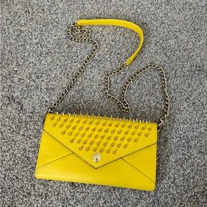 Rebecca Minkoff Yellow Studded Wallet on Chain